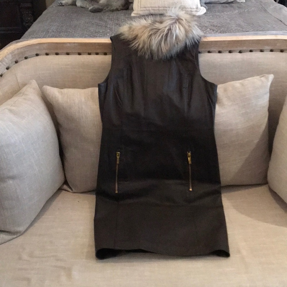 MICHAEL by Michael Kors Leather Sleeveless Dress.